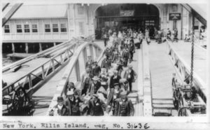 Irish immigrants arriving at Ellis Island
