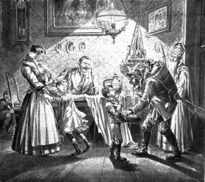 Nikolaus and Krampus in Austrian Newspaper illustration from 1896