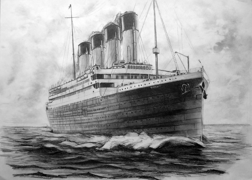 The Titanic | Ship sketch, Titanic drawing, Titanic art