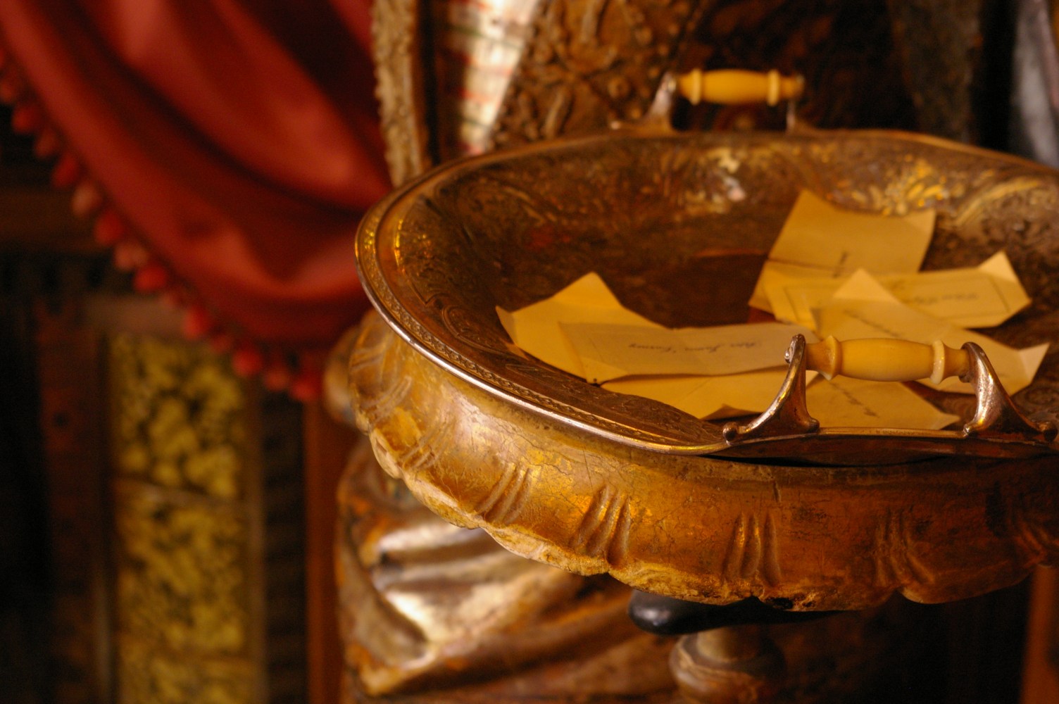 a close up of a bowl on a table