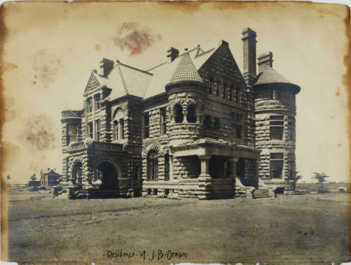 a close up of an old building