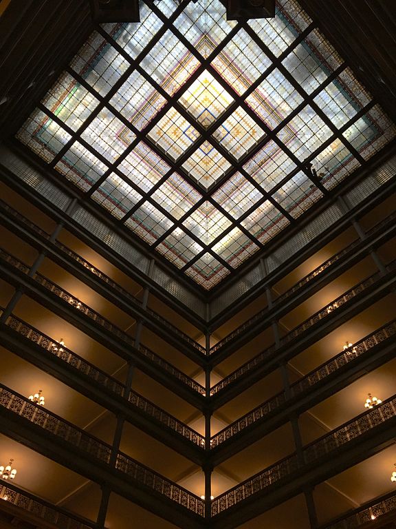 a tall glass building