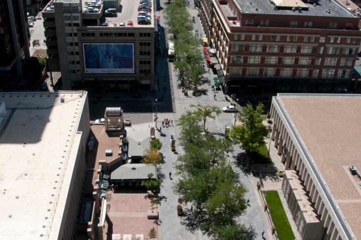 a tall building in a city
