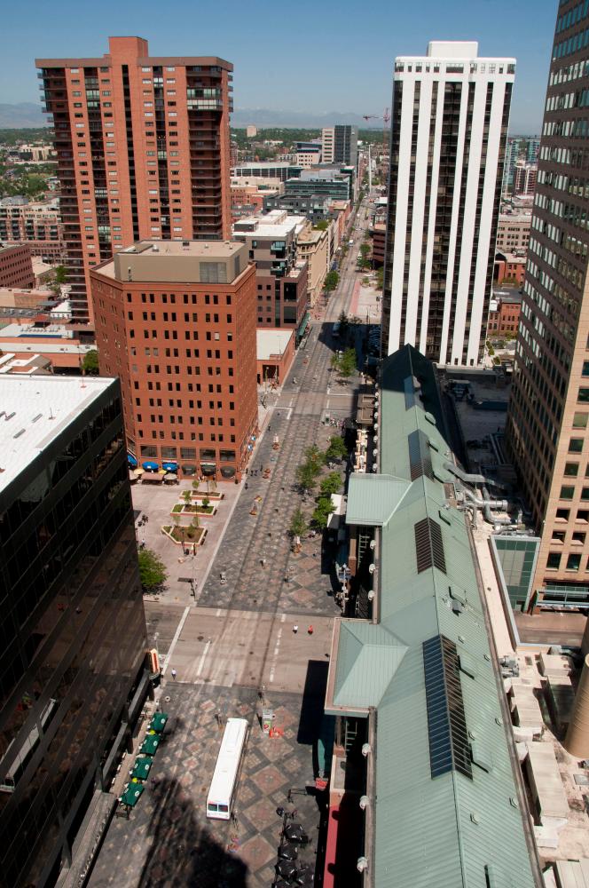 a group of people in a city