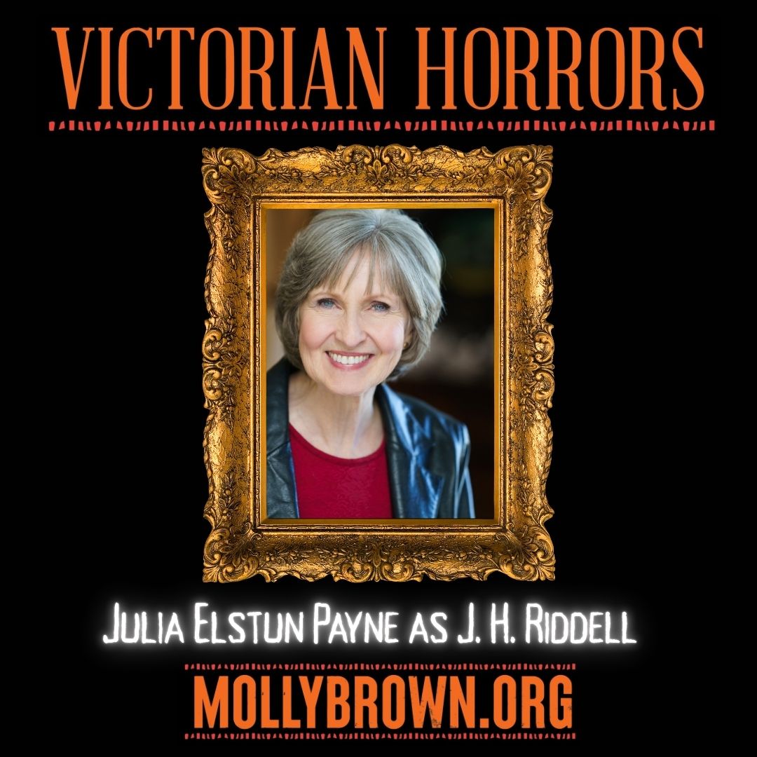 Victorian Horrors poster with a woman in a frame and text about MollyBrown.org.